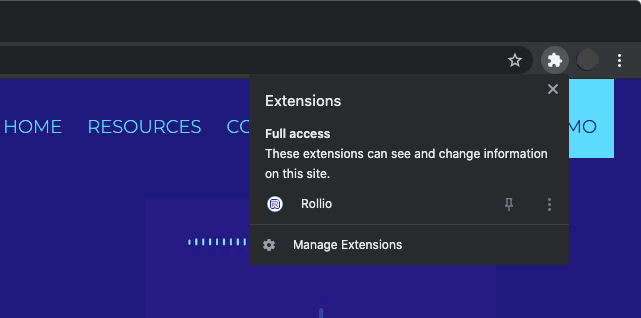 Step 1 - Pin the Rollio extension